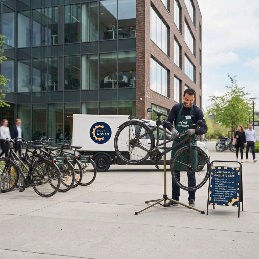 cykelnomad framför ett företag reparera cyklar